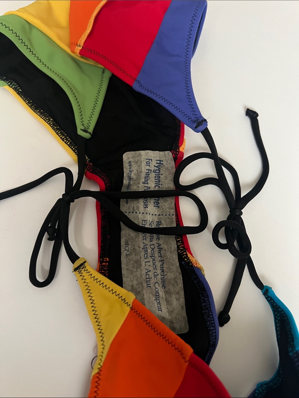 Rainbow Colorblock String Bikini Top & Bottom Set - Picture 4 of 7